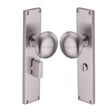 Heritage Brass Door Furniture Satin Nickel / Mortice Knobs Heritage Brass Mortice Knob on Bathroom Plate Victoria Design Satin Nickel finish