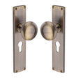 Heritage Brass Door Furniture Antique Brass / Mortice Knobs Heritage Brass Mortice Knob on Euro Profile Plate Victoria Design Antique Brass finish