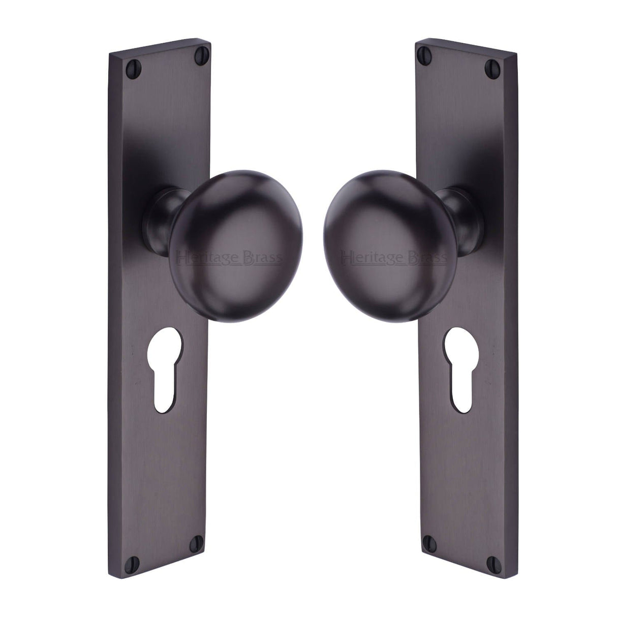 Heritage Brass Door Furniture Matt Bronze / Mortice Knobs Heritage Brass Mortice Knob on Euro Profile Plate Victoria Design Matt Bronze finish