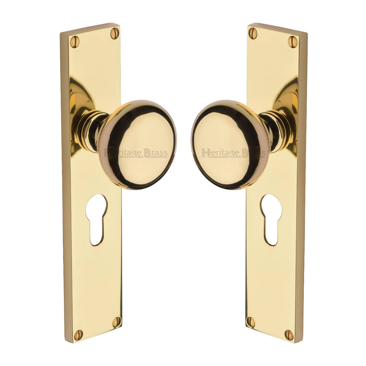 Heritage Brass Door Furniture Polished Brass / Mortice Knobs Heritage Brass Mortice Knob on Euro Profile Plate Victoria Design Polished Brass finish