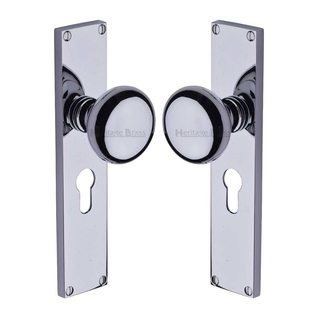 Heritage Brass Door Furniture Polished Chrome / Mortice Knobs Heritage Brass Mortice Knob on Euro Profile Plate Victoria Design Polished Chrome finish