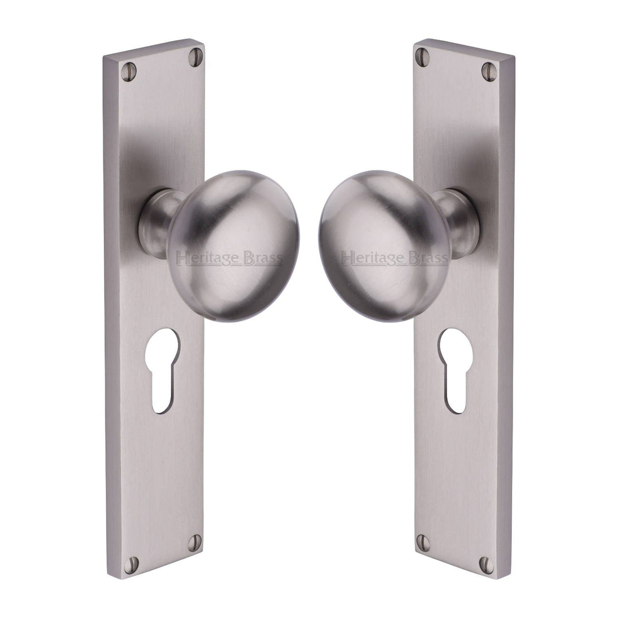 Heritage Brass Door Furniture Satin Nickel / Mortice Knobs Heritage Brass Mortice Knob on Euro Profile Plate Victoria Design Satin Nickel finish