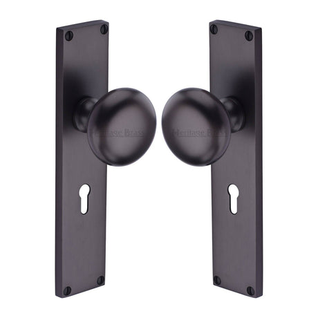 Heritage Brass Door Furniture Matt Bronze / Mortice Knobs Heritage Brass Mortice Knob on Lock Plate Victoria Design Matt Bronze finish