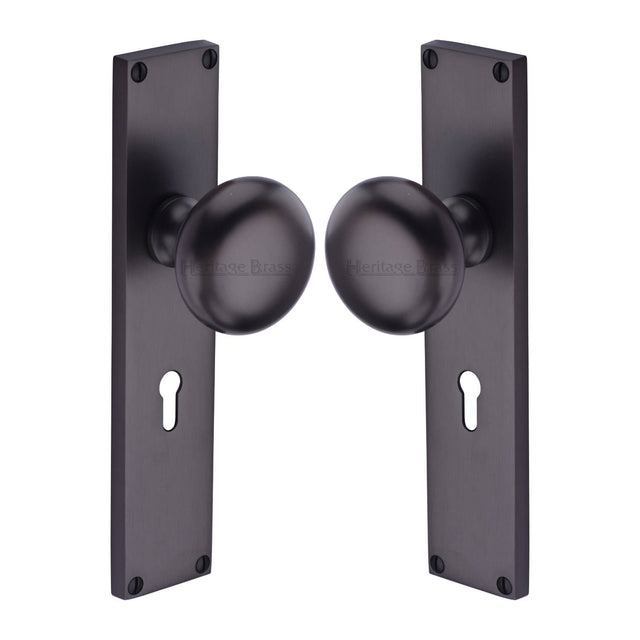 Heritage Brass Door Furniture Matt Bronze / Mortice Knobs Heritage Brass Mortice Knob on Lock Plate Victoria Design Matt Bronze finish