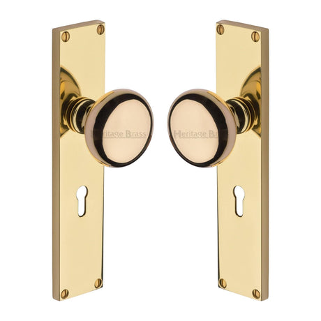 Heritage Brass Door Furniture Polished Brass / Mortice Knobs Heritage Brass Mortice Knob on Lock Plate Victoria Design Polished Brass finish
