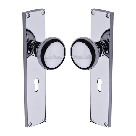 Heritage Brass Door Furniture Polished Chrome / Mortice Knobs Heritage Brass Mortice Knob on Lock Plate Victoria Design Polished Chrome finish