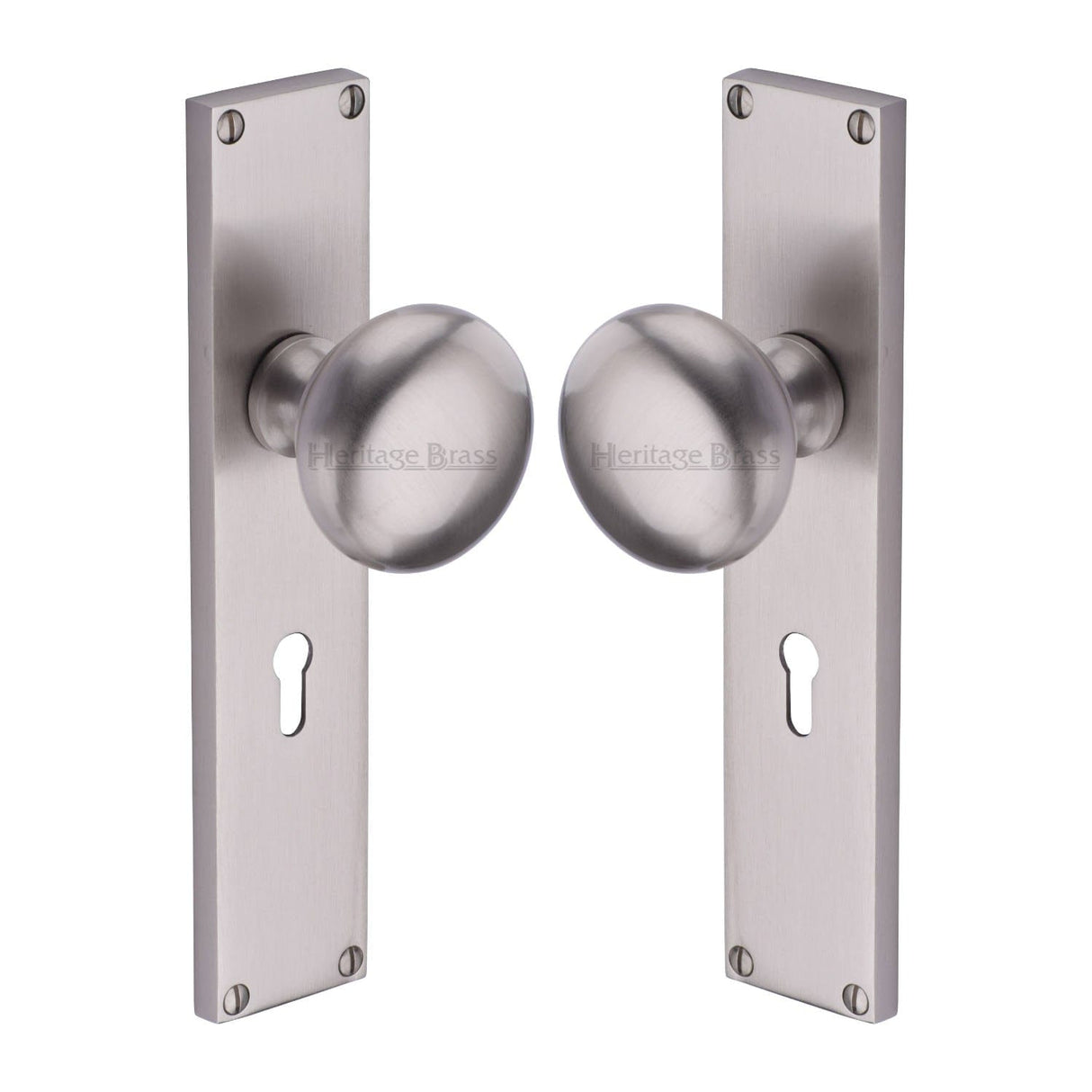 Heritage Brass Door Furniture Satin Nickel / Mortice Knobs Heritage Brass Mortice Knob on Lock Plate Victoria Design Satin Nickel finish