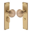 Heritage Brass Door Furniture Satin Brass / Mortice Knobs Heritage Brass Mortice Knob on Reeded Bathroom Plate Beehive Design Satin Brass finish