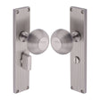 Heritage Brass Door Furniture Satin Nickel / Mortice Knobs Heritage Brass Mortice Knob on Reeded Bathroom Plate Beehive Design Satin Nickel finish