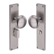 Heritage Brass Door Furniture Satin Nickel / Mortice Knobs Heritage Brass Mortice Knob on Reeded Bathroom Plate Victoria Design Satin Nickel finish