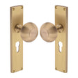 Heritage Brass Door Furniture Satin Brass / Mortice Knobs Heritage Brass Mortice Knob on Reeded Euro Profile Plate Beehive Design Satin Brass finish