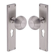 Heritage Brass Door Furniture Satin Nickel / Mortice Knobs Heritage Brass Mortice Knob on Reeded Euro Profile Plate Beehive Design Satin Nickel finish