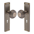 Heritage Brass Door Furniture Antique Brass / Mortice Knobs Heritage Brass Mortice Knob on Reeded Lock Plate Beehive Design Antique Brass finish