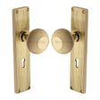 Heritage Brass Door Furniture Polished Brass / Mortice Knobs Heritage Brass Mortice Knob on Reeded Lock Plate Beehive Design Polished Brass finish