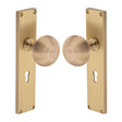 Heritage Brass Door Furniture Satin Brass / Mortice Knobs Heritage Brass Mortice Knob on Reeded Lock Plate Beehive Design Satin Brass finish