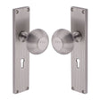 Heritage Brass Door Furniture Satin Nickel / Mortice Knobs Heritage Brass Mortice Knob on Reeded Lock Plate Beehive Design Satin Nickel finish