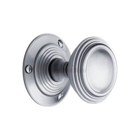 Heritage Brass Door Furniture Satin Chrome / Mortice Knobs Heritage Brass - Mortice Knob on Rose Goodrich Design Satin Chrome Finish