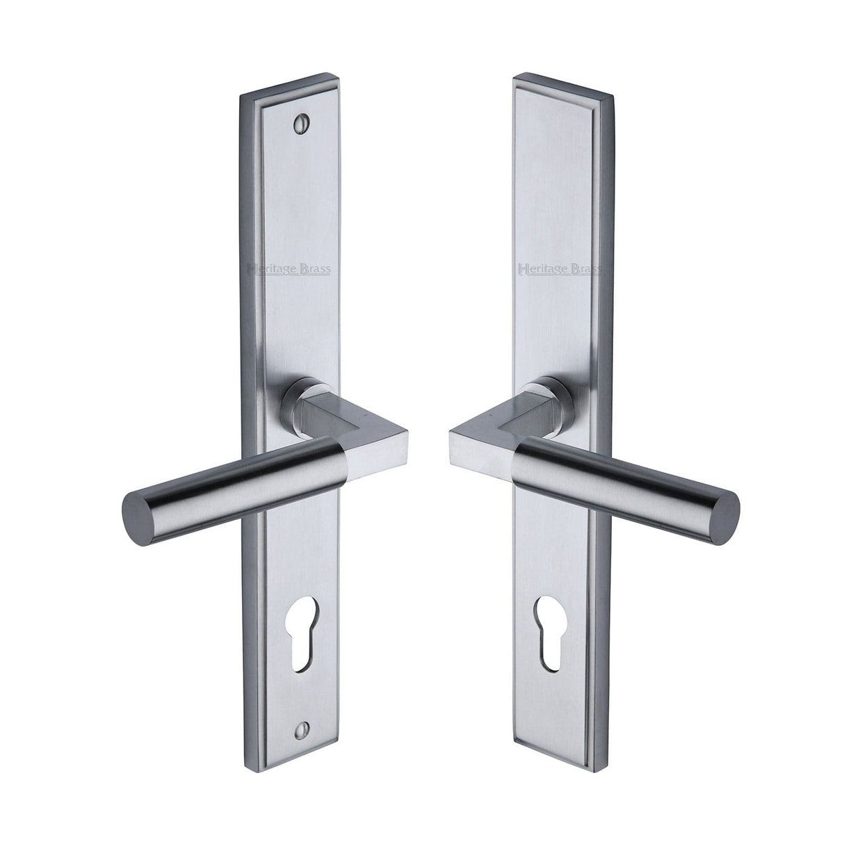 Heritage Brass Door Furniture Satin Chrome / Multi Point Lock Set / 92mm c/c Heritage Brass - Multi-Point Door Handle Lever Lock Bauhaus RH Design Satin Chrom