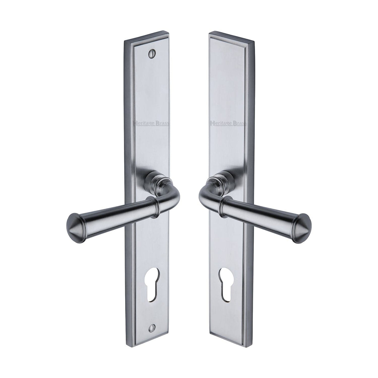 Heritage Brass Door Furniture Satin Chrome / Multi Point Lock Set / 92mm c/c Heritage Brass - Multi-Point Door Handle Lever Lock Colonial RH Design Satin Chro