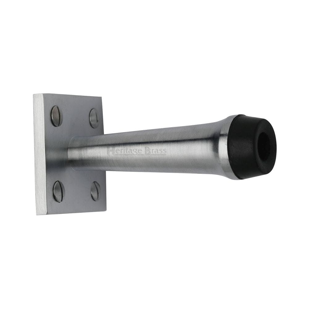 Heritage Brass Door Furniture Satin Chrome / Projection Door Stop Heritage Brass - Wall Mounted Door Stop 3" Satin Chrome Finish