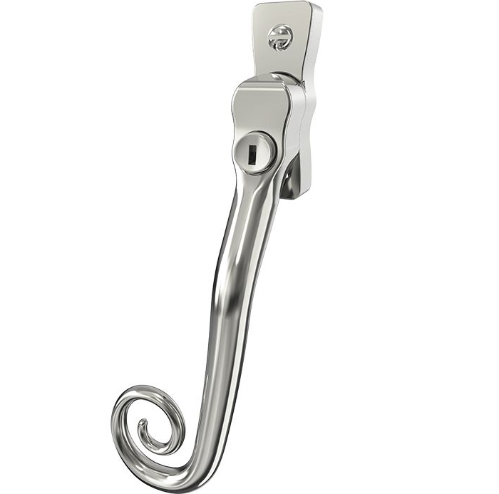 High quality image of Mila Heritage Monkey Tail Casement Handle Polished Chrome Left hand | Sku. cb700133 | available to order from Trade Door Handles in Kendal.
