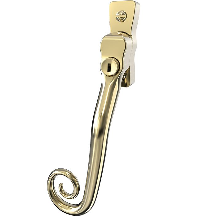 High quality image of Mila Heritage Monkey Tail Casement Handle Polished Gold Left hand | Sku. cb700163 | available to order from Trade Door Handles in Kendal.