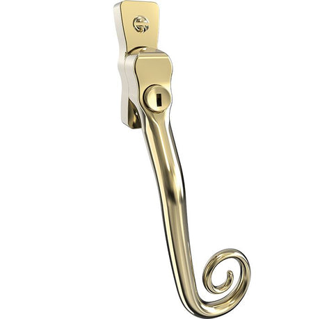 High quality image of Mila Heritage Monkey Tail Casement Handle Polished Gold Right hand | Sku. cb700162 | available to order from Trade Door Handles in Kendal.