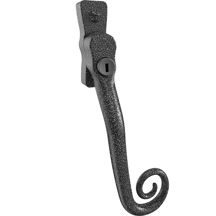 High quality image of Mila Heritage Monkey Tail Casement Handle Heritage Pewter Right hand | Sku. cb700042 | available to order from Trade Door Handles in Kendal.