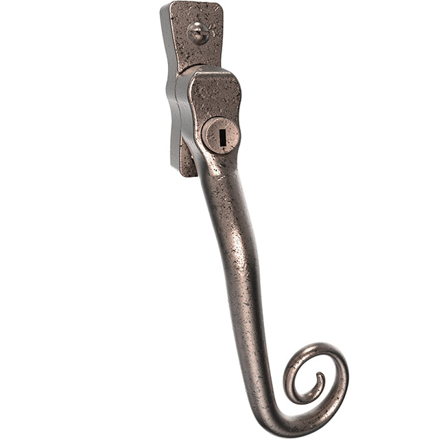 High quality image of Mila Heritage Monkey Tail Casement Handle Pewter Patina Right hand | Sku. cb700222 | available to order from Trade Door Handles in Kendal.