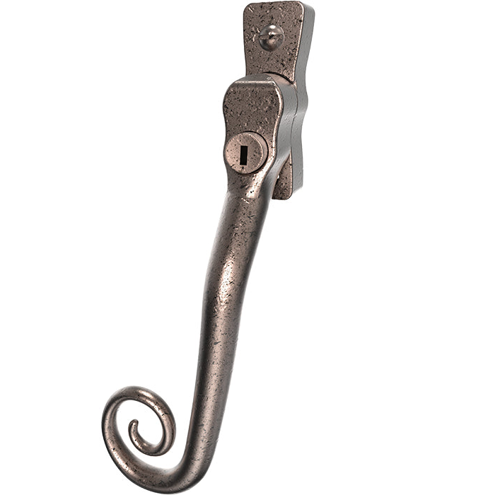 High quality image of Mila Heritage Monkey Tail Casement Handle Pewter Patina Left hand | Sku. cb700223 | available to order from Trade Door Handles in Kendal.