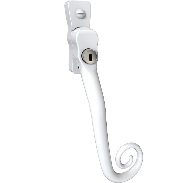 High quality image of Mila Heritage Monkey Tail Casement Handle White Right hand | Sku. cb700102 | available to order from Trade Door Handles in Kendal.