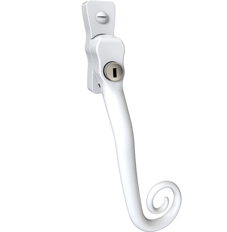 High quality image of Mila Heritage Monkey Tail Casement Handle White Right hand | Sku. cb700102 | available to order from Trade Door Handles in Kendal.