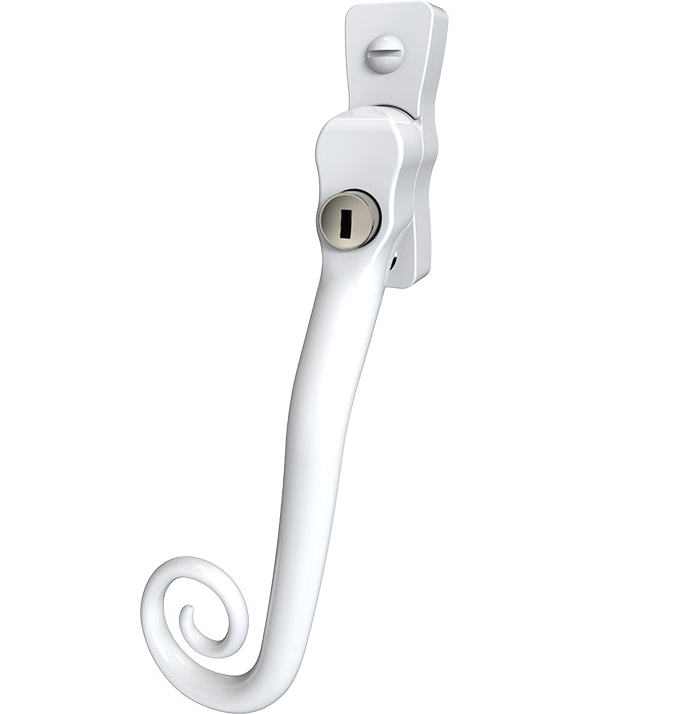 High quality image of Mila Heritage Monkey Tail Casement Handle White Left hand | Sku. cb700103 | available to order from Trade Door Handles in Kendal.