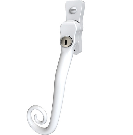 High quality image of Mila Heritage Monkey Tail Casement Handle White Left hand | Sku. cb700103 | available to order from Trade Door Handles in Kendal.