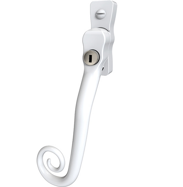 High quality image of Mila Heritage Monkey Tail Casement Handle White Left hand | Sku. cb700103 | available to order from Trade Door Handles in Kendal.