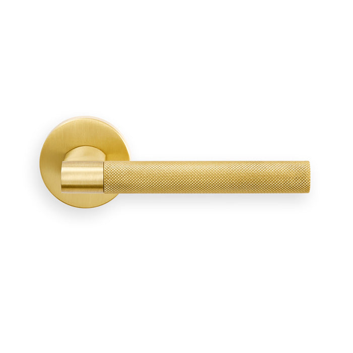 Manital - hey rete lever handle on threaded round rose osa (satin brass) - satin brass