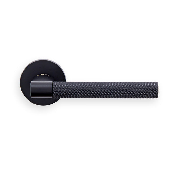 Manital - hey rete lever handle on threaded round rose ner (matt black) - matt black