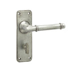 High quality image of Frelan - Belfry Suite Door Handle on Bathroom Plate Pewter Sku. HF100B