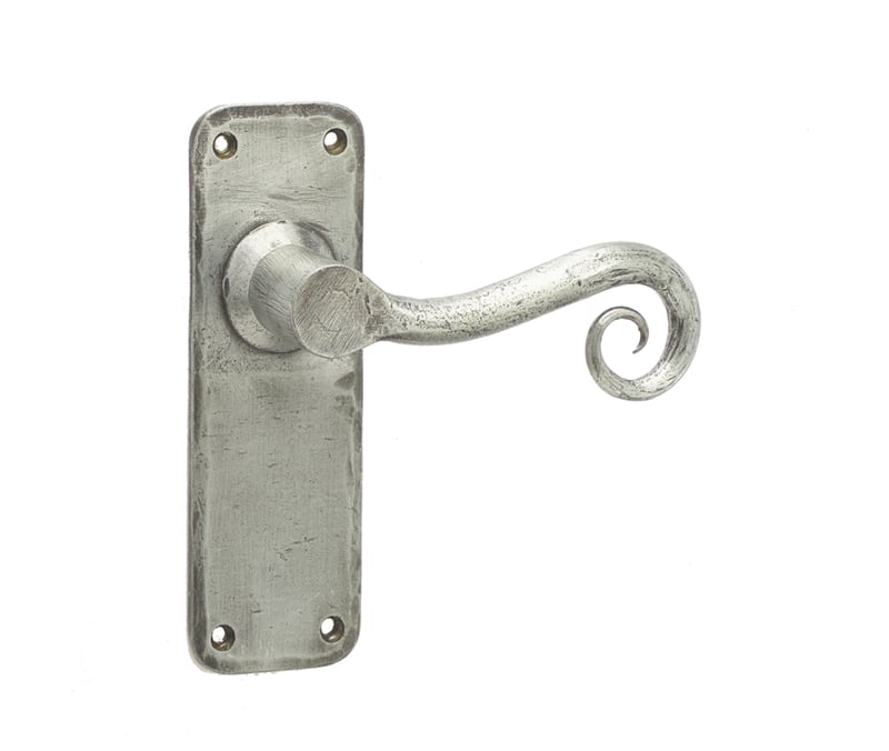 High quality image of Frelan - Chester Lever Latch Handles on Backplate - Pewter | Sku. hf201 | available to order from Trade Door Handles in Kendal.