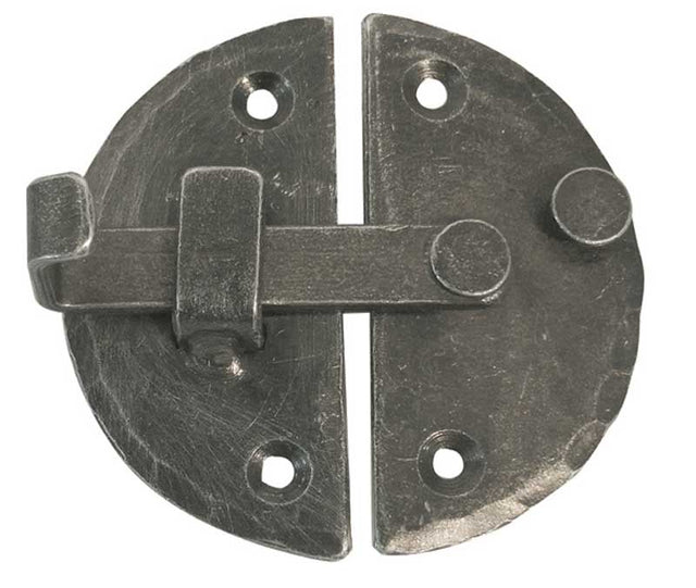 High quality image of Frelan - Jedo Cabinet Latch 72mm dia Pewter Sku. HF50