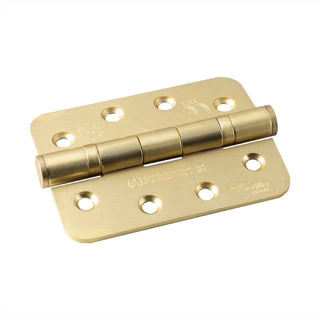 High quality image of Eurospec - Grade 13 Ball Bearing P Hinge Radius 102 x 76mm - Satin Brass | Sku. hin1433p-13sb-r | Trade Door Handles.