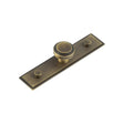 This is an image showing the Frelan - Cropley Cupboard Knobs 30mm Stepped Backplate Antique Brass available to order from Trade Door Handles in Kendal