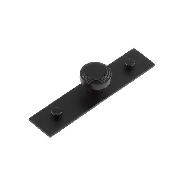 This is an image showing the Frelan - Cropley Cupboard Knobs 30mm Plain Backplate Black available to order from Trade Door Handles in Kendal