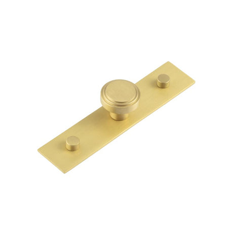 High quality image of Hoxton - Cropley Cupboard Knobs 30mm Plain Backplate Satin Brass Sku. HOX-1030SB-5090SB