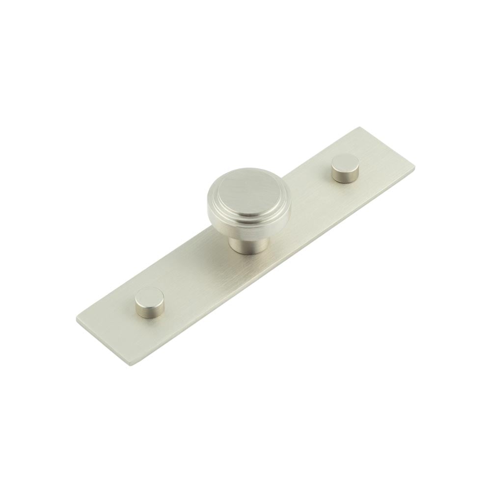 This is an image showing the Frelan - Cropley Cupboard Knobs 30mm Plain Backplate Satin Nickel available to order from Trade Door Handles in Kendal