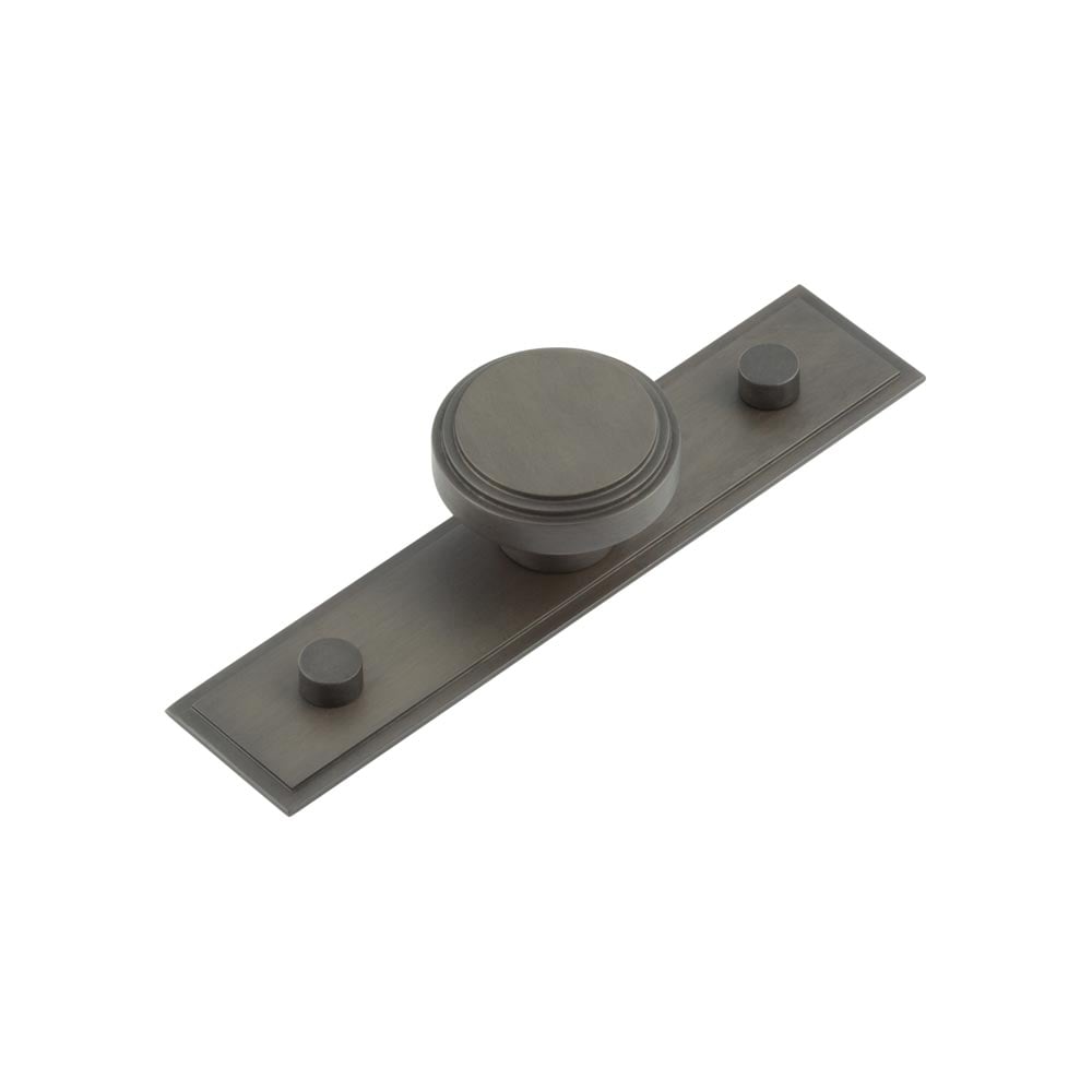 This is an image showing the Frelan - Cropley Cupboard Knobs 40mm Stepped Backplate Dark Bronze available to order from Trade Door Handles in Kendal