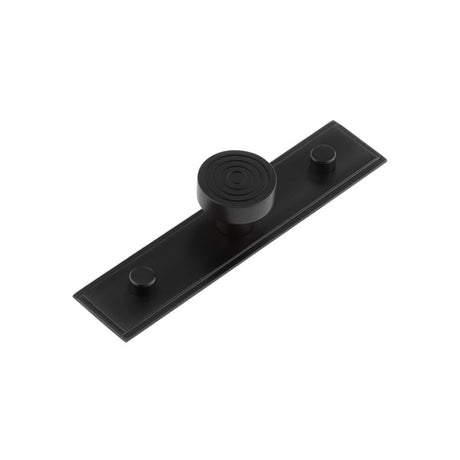 This is an image showing the Frelan - Murray Cupboard Knobs 30mm Stepped Backplate Black available to order from Trade Door Handles in Kendal