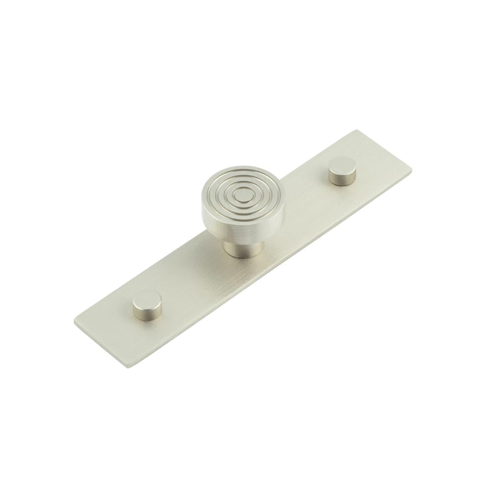 This is an image showing the Frelan - Murray Cupboard Knobs 30mm Plain Backplate Satin Nickel available to order from Trade Door Handles in Kendal