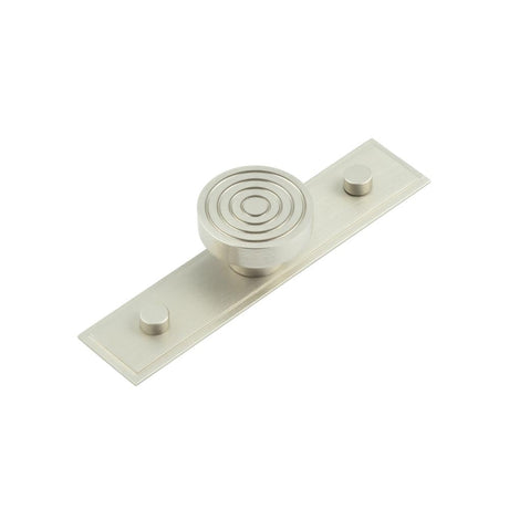 This is an image showing the Frelan - Murray Cupboard Knobs 40mm Stepped Backplate Satin Nickel available to order from Trade Door Handles in Kendal