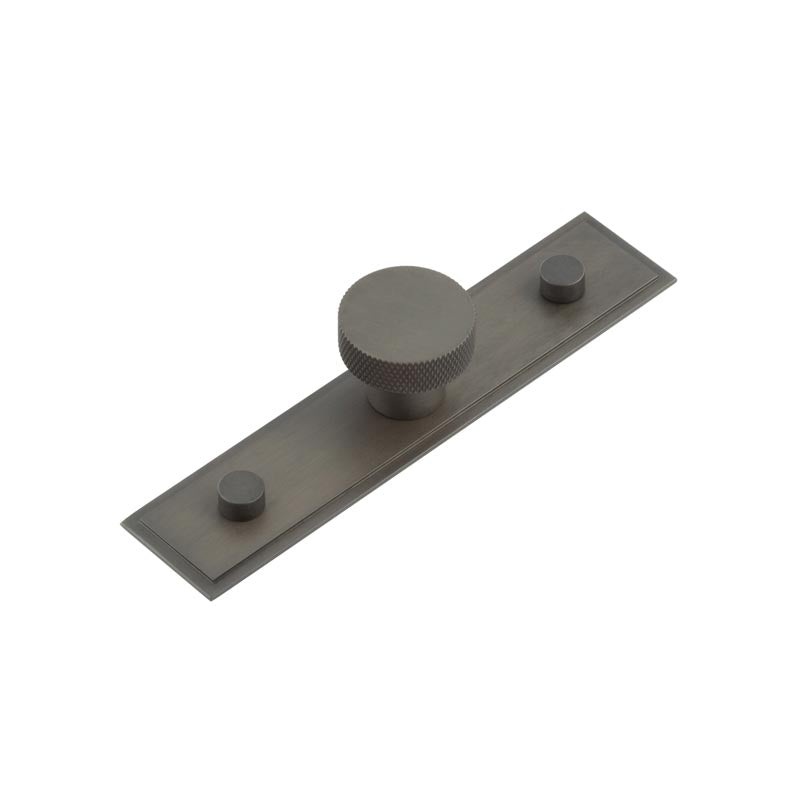 High quality image of Hoxton - Wenlock Cupboard Knobs 30mm Stepped Backplate Dark Bronze Sku. HOX-130DB-6090DB